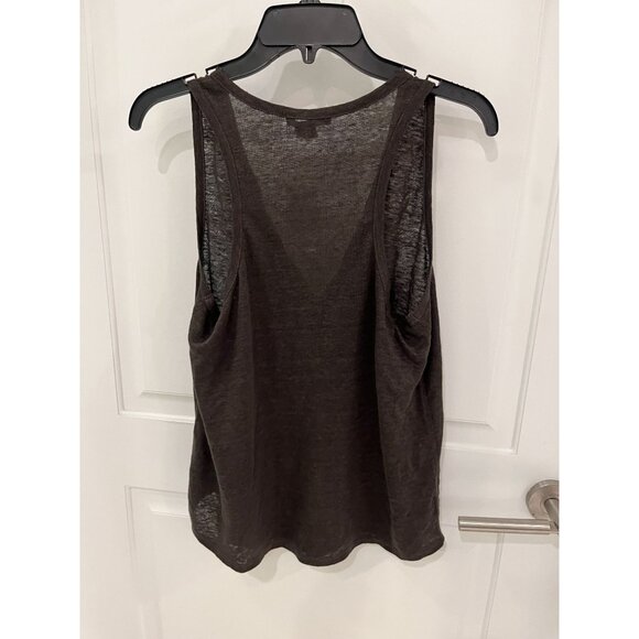 NWT Vince Brown 100% Linen Sleeveless Tank Top Blouse Open V Neck Sz XS - Picture 5 of 6